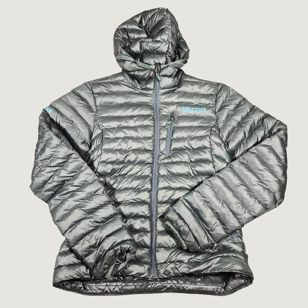 Marmot Featherless Puffer Jacket Mens Small Slate Green 3M Thinsulate Hooded